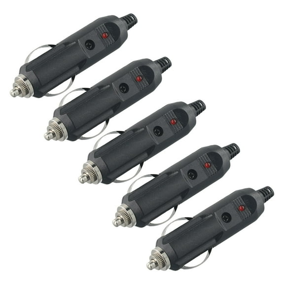 5Pcs 12V-24V Male Car Cigarette Lighter Socket Plug Motorcycle Socket Power Charger Adapter Connector Fuse Converter Plug Fangkenuo