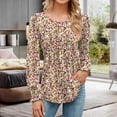 thumbnail image 4 of MSJUHEG Hauts pour Femmes Hauts à Manches Longues Mode Col Rond Imprimé Fleuri T-Shirt Décontracté Hauts d'Automne Jaune L, 4 of 4