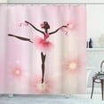 thumbnail image 1 of Ambesonne Girls Shower Curtain, Ballerina Silhouette, 69"Wx75"L, Pink Umber and Pale Pink, 1 of 3