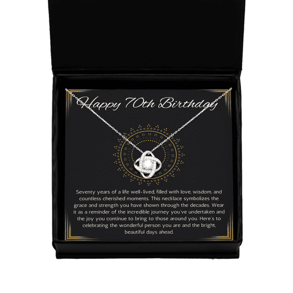 70th Birthday Gift For Women, 70th Birthday Gift Necklace for Mom, Grandma, Nana, Love Knot Gift Jewelry For 70th Birthday, Turning 70