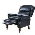 thumbnail image 2 of Vegan Leather Manual Recliner Set of 2 Roll Arm Nailhead Wood Leg Living Room Navy, 2 of 8