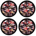 thumbnail image 2 of Silicone Non-Slip Drink Coasters with Removable Printed Absorbent Felt Pad - Set of 4 - Red, White & Gold Flying Cranes, 2 of 3