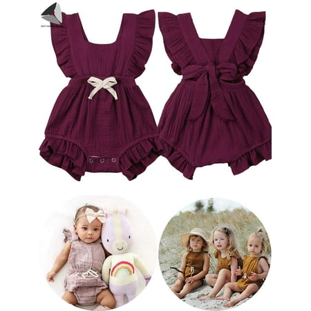 UPC: 0810023230496 | Sixtyshades Newborn Baby Girl Ruffle Romper Bodysuit Sleeveless Summer Clothes Jumpsuit (Dark Purple 0-3 Months)