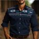 thumbnail image 1 of Camisa vaquera retro de estilo occidental para hombre informal de calle para exteriores para uso diario otoño e invierno camisa de manga larga con solapa, 1 of 6