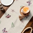 thumbnail image 3 of Tulips Spring Floral Table Runner - 120 Inch Long Pastoral Flowers Butterfly Rustic Cotton and Linen Blended Dress Scarves Farmhouse Table Runner for Kitchen Dining, Coffee Table, 13" x 120", 3 of 8