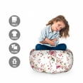 thumbnail image 2 of Floral Storage Toy Bag Chair, Vintage Style Blossoming Romantic Flower Arrangements Garden Art, Stuffed Animal Organizer Washable Bag, Large Size, Dried Rose Green, by Ambesonne, 2 of 3