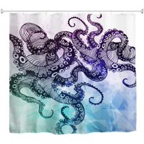 Octopus Shower Curtains,Ocean Sea Monster Kraken Unique Shower Curtain Sets Waterproof Bathroom Bath Curtain, 72 x 72 Inch,Blue Teal Purple