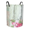 thumbnail image 2 of Fotbe Laundry Hamper With Durable Leather Laundry Basket Vintage Wood With Floral Thickened Waterproof Round Collapsible Laundry Hamper, Dirty Clothes Laundry Basket, 2 of 8