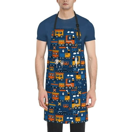 

Rateoe Funny Steam Train Aprons with Pocket Men Womens Aprons Waterproof Adjustable Cooking Aprons for Kitchen Gardening and Salon