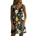 thumbnail image 6 of IUYRTFE Women's Sleeveless V Neck Floral Print Summer Dress with Pockets Loose Fit Casual Shift Tunic, 6 of 7
