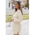 thumbnail image 4 of FOLUNSI Chic Beige Mini Dress with Pockets - Soft Cotton Fit, 4 of 8