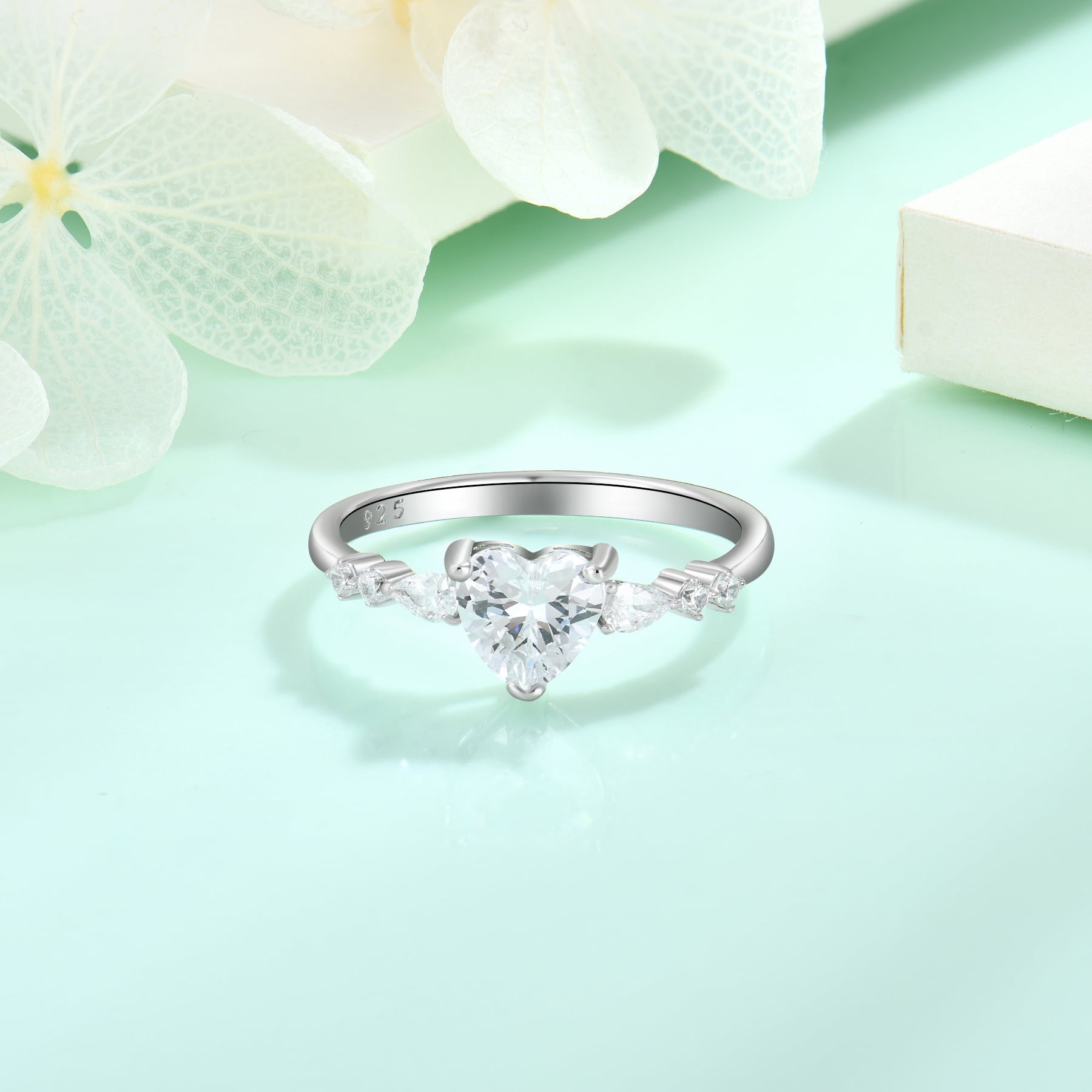 Starchenie Heart Promise Rings for Her 925 Sterling Silver Engagement Wedding Anniversary Band Ring for Women Jewelry Gift Size 7
