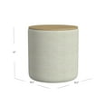 thumbnail image 4 of Storage Small Round Storage Ottoman with Wood Lift-Top Lid, Light Gray/Natural, 4 of 9
