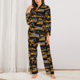 thumbnail image 2 of Picia Yellow Excavator Pattern Women’s Long-Sleeve Sleepwear Set - Soft 2-Piece Loungewear with Pockets, Comfy PJs for Relaxing Nights-Small, 2 of 7