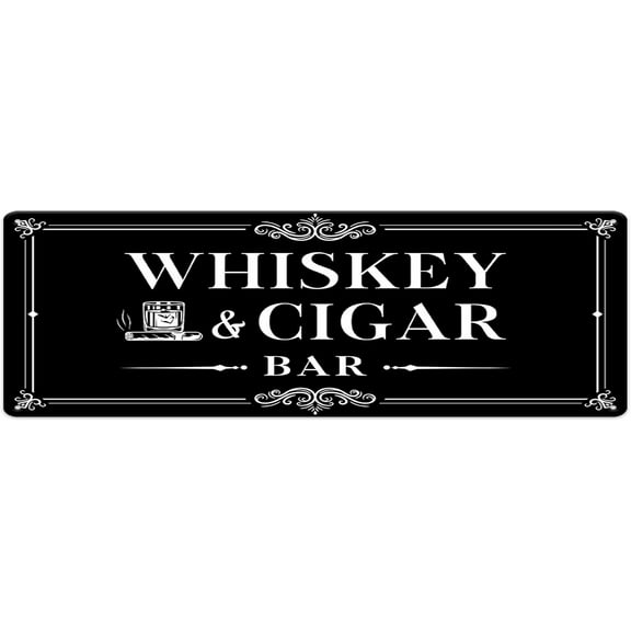 Vintage Bar Metal Tin Sign Home Decor Funny Whiskey Cigar Theme Retro Print Poster Rustic Cafe Kitchen Pub Garage Man Cave Club Hanging Plaque Wall Art Decorations 4"x16" Black