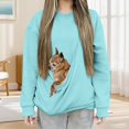 thumbnail image 1 of Chandails d'Automne Grande Taille pour Femmes Mode Décontractée Couleur Unie Poche Col Rond Manches Longues Chandail en Molleton Amusant, 1 of 7