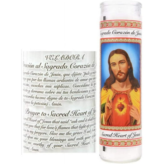 Sacred Heart of Jesus Prayer Candles Religious Candle, White Wax Candles, Holiday Candle Paraffin Wax, Set of 6
