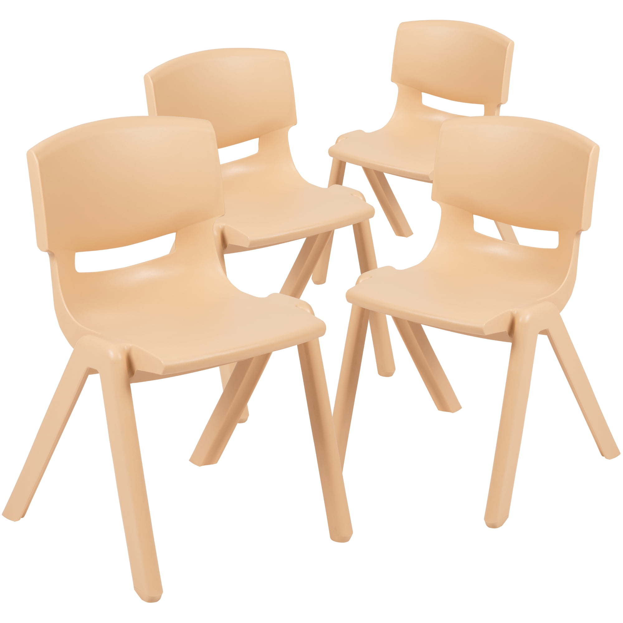 F&F Furniture Group Plastic Stacking Chair (4 Pack), Natural Brown