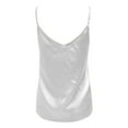 thumbnail image 4 of Top À Bretelles En Satin Pour Femme Élégant Haut À Bretelles Avec Décolleté En V Bretelles Réglables Top À Fines Bretelles Pour Femmes Fitted Cropped Shirt 3x Long Tops for Women Business Casual Top, 4 of 4