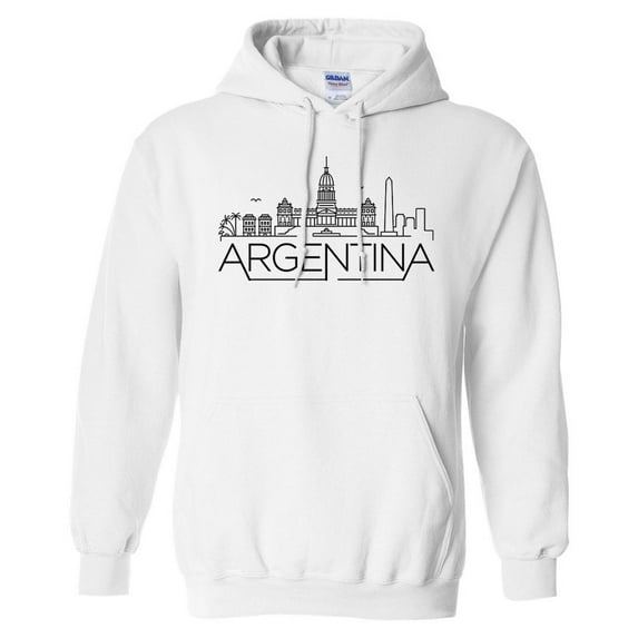 Skyline Argentina Hoodie Sweatshirt Unisex Large White