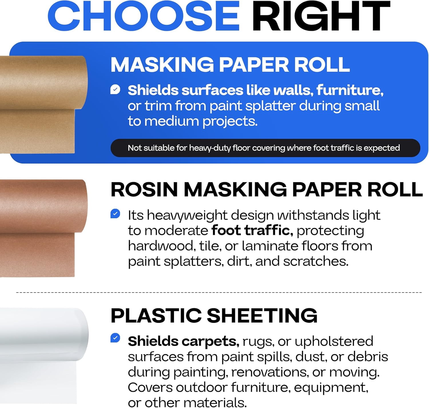 Masking Paper and Tape Set - 12" x 60 Yards Brown Masking Paper (4 Rolls) and 1.41" x 60 Yards Blue Painter’s Tape (4 Rolls) - Masking Kit for Painting and Home Improvements