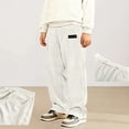 thumbnail image 3 of Kids Baby Boy Corduroy Pants Elastic Waist Sweat Pants Uniform Pants Boys Clothes Size 7-8 Years, 3 of 5