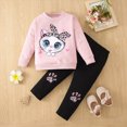 thumbnail image 4 of TOWED22 Baby Girl Clothes Toddler Fall Winter Outfits Cute Long Sleeve Striped Ruffle Shirt and Flared Pants Set,Pink,2-3 Y, 4 of 4