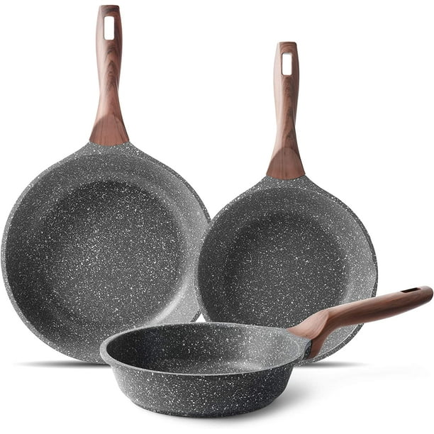 Caannasweis 3 Pieces Nonstick Frying Pan Set Granite Frying Pans and