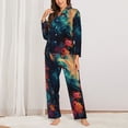 thumbnail image 2 of Fuzoiu Colorful Flower Goat Print Women's Long-Sleeved Pajama,Lounge Button Down Nightwear,Womens Notch Collar Pajama Set-X-Large, 2 of 7