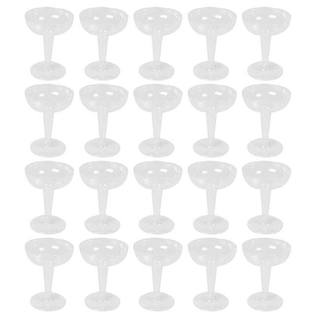 Nuevas copas de champán de plástico desechables: 20 copas de champán de plástico transparente para fiestas Vaso de plástico transparente