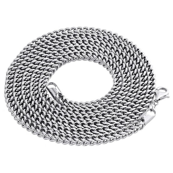 Real 10K White Gold 3D Hollow Franco Box Link Chain 4.50mm Necklace 26 Inches