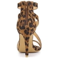 thumbnail image 2 of BLISSFUL STEP Women Zipper Ankle Strap Stiletto Heel Sandals Leopard 7, 2 of 8
