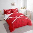 thumbnail image 3 of Feelyou Child American Lacrosse Bedding Comforter Set 7 Pieces, Ball Sports Gaming Full Bedding Set, Red Cartoon Theme Reversible Fitted Sheet Flat Sheet, Microfiber Bedroom Decor, 3 of 8