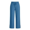 thumbnail image 3 of Gytharion Casual Wide Leg Pants for Women Solid Color Fashion High Waisted Drawstring Trousers Split Hem Pants with Pockets, 3 of 6