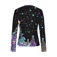 thumbnail image 6 of FDGIU 2025 Women's Funny Christmas Shirt - Long Sleeve Crew Neck Tunic Top, Cute Holiday Print for Party & Family Gathering, 6 of 6