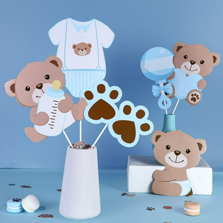 24 Pieces Bear Party Favor Bear Party Straws Reusable Bear Straws Kids Bear  Drinking Straw for Bear Baby Shower Birthday Party Supplies with 2