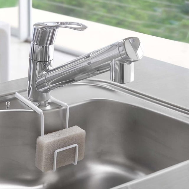 Metal Sponge Holder Organizer for Kitchen Sink, Rustproof Hanging Storage Caddy, Space-Saving Kitchen Sink Organizer for Dish Sponges, Brushes & Kitchen Accessories