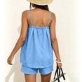 thumbnail image 5 of Cagogo Women Plus Size Square Neck Sleeveless Tank Top Shorts Set Loose Casual Beach Vacation Outfits Solid 2 Piece Matching Lounge Sets Summer Tracksuits Travel Clothes, Sky Blue 3XL, 5 of 7