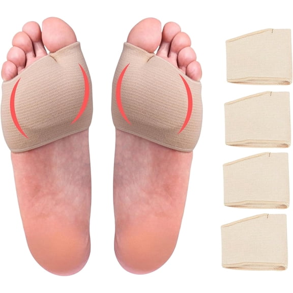Forefoot Metatarsal Pads for Women and Men - 2 Pair 4 Half Toe Bunion Sleeves with Gel Ball Sole Pads Cushion for Metatarsalgia Pain Relief, Diabetic Foot, Mortons Neuroma, Calluses