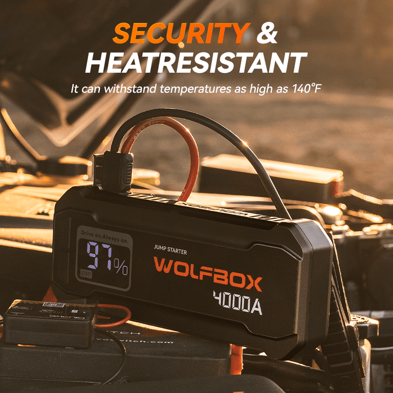 WolfBox JS24 Car Battery Jump Starter, Portable 4000A Jump Starter