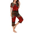 thumbnail image 2 of Qiopertar Ensemble de Pyjama à Manches Courtes et Col Rond pour Femmes avec Poches, Livraison Gratuite, 2 of 6