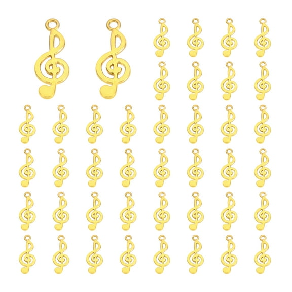 Uxcell 50 Pcs Alloy Musical Note Charm,Gold Tone, 1 x 0.4 Inch