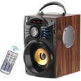 thumbnail image 1 of Bluetooth Speakers Wireless Portable Loud Speaker Subwoorer Blue Tooth LoudSpeakers Line-in Remote Control FM Radio TF U-Disk AUX Player Room Home Party Outdoor/Indoor Loudspeaker (Brown), 1 of 7