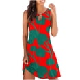 thumbnail image 2 of Robes d'Été Robe Femmes Décontractée Été en Vrac Imprimé Floral Débardeur Robe Creuse Plage Robe Sans Manches Rouge M, 2 of 5