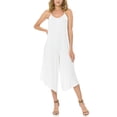 thumbnail image 3 of SSOULM Women's Pleated Spaghetti Strap Wide Leg Palazzo Capri Jumpsuit with Plus Size, 3 of 6