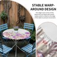 thumbnail image 2 of Pink Purple Spring Floral Round Tablecloth for 45-54 Inch Tables, Fitted Table Cover with Elastic Edge, Summer Flower Botanical Waterproof Outdoor Table Cloth Protector for Patio Garden Dinner Picnic, 2 of 9