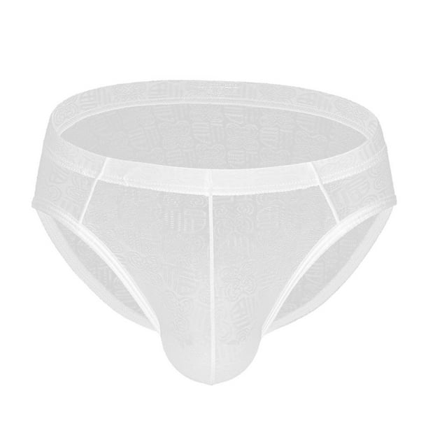 Qarigey Calzoncillos sexis de malla transparente de seda de hielo para hombre, ropa interior cómoda súper suave y seductora Prendas para la parte inferior del cuerpo Blanco METRO