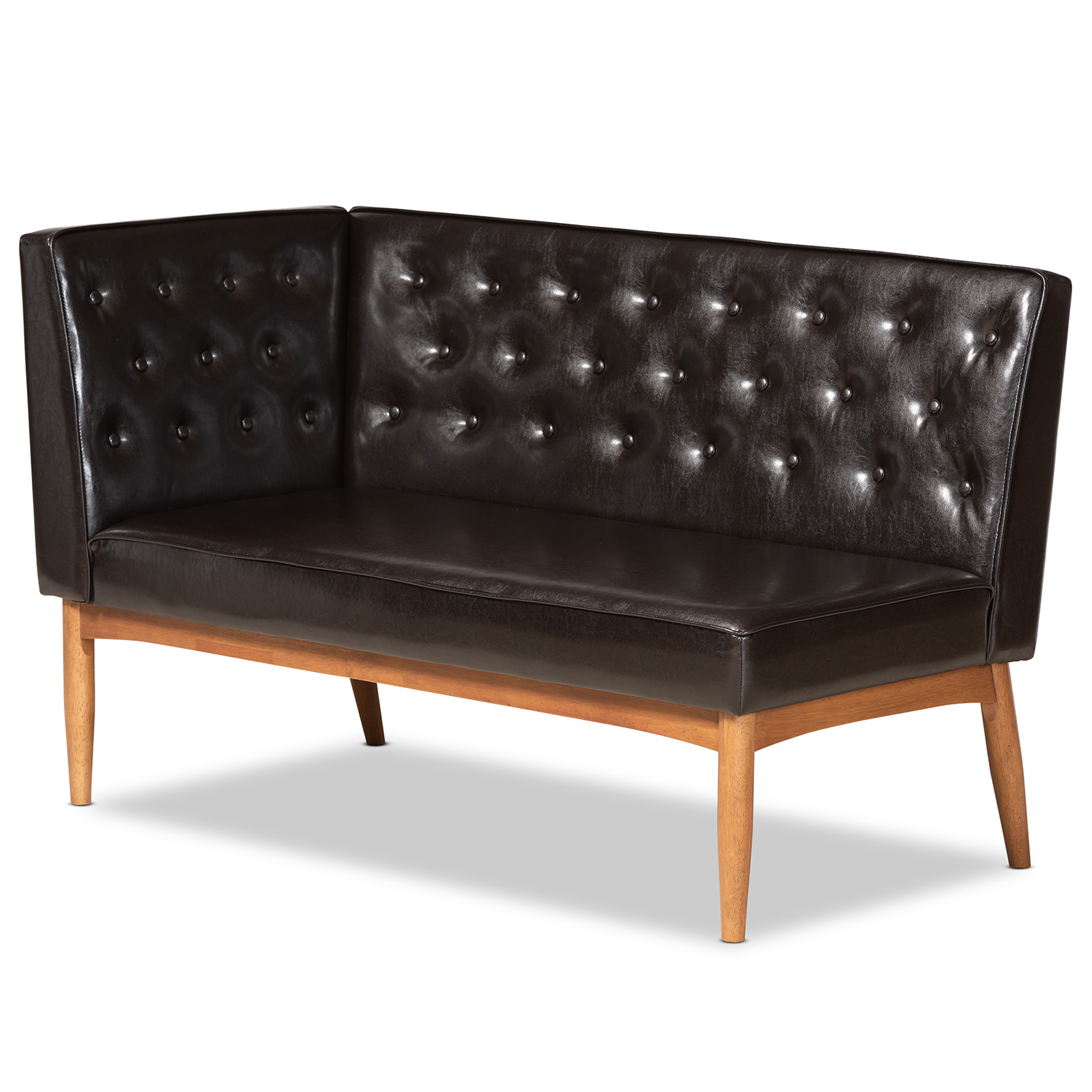 Baxton Studio Riordan Mid-Century Dining Nook Set, 4-Piece, Walnut Brown