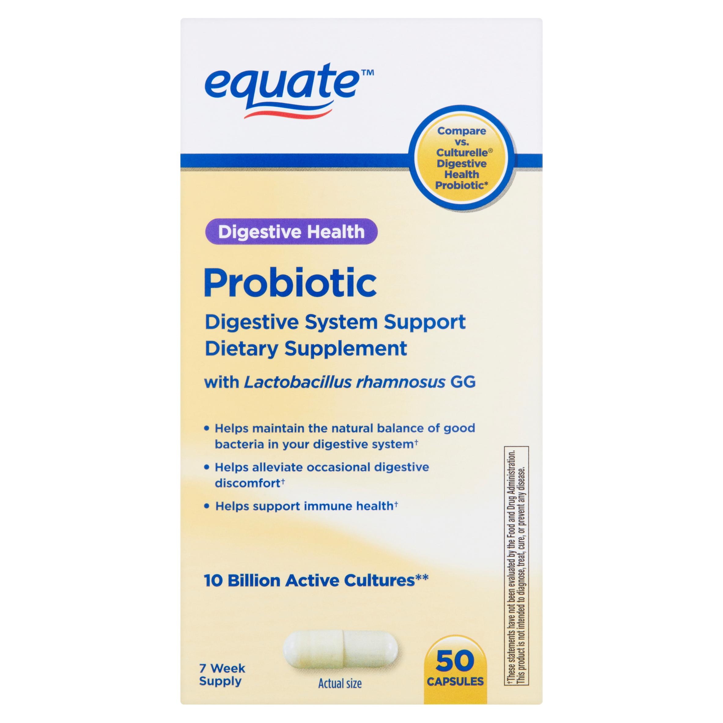 Equate Digestive Health Probiotic Capsules, 50 Count - image 3 of 11