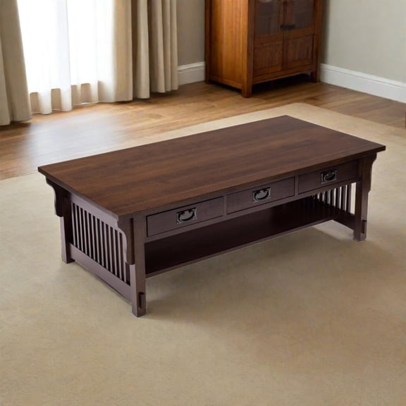 Crafters and Weavers Mission Crofter Style 6 Drawer Coffee Table in Walnut